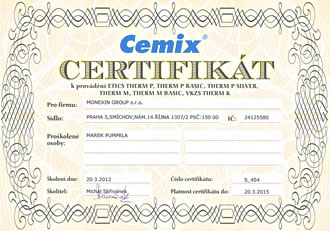 Certifikát Cemix