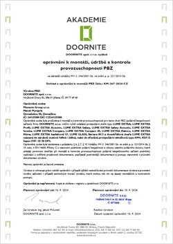 Certifikát DOORNITE